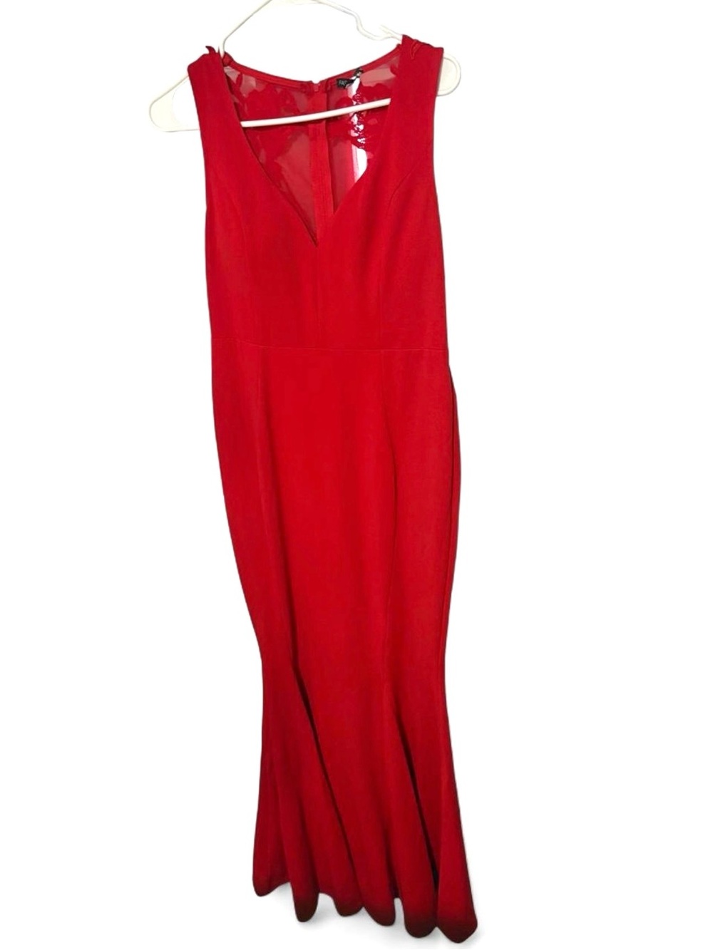 Fashion Nova Red Lace Back Mermaid Formal Maxi Dress Gown Lined Large